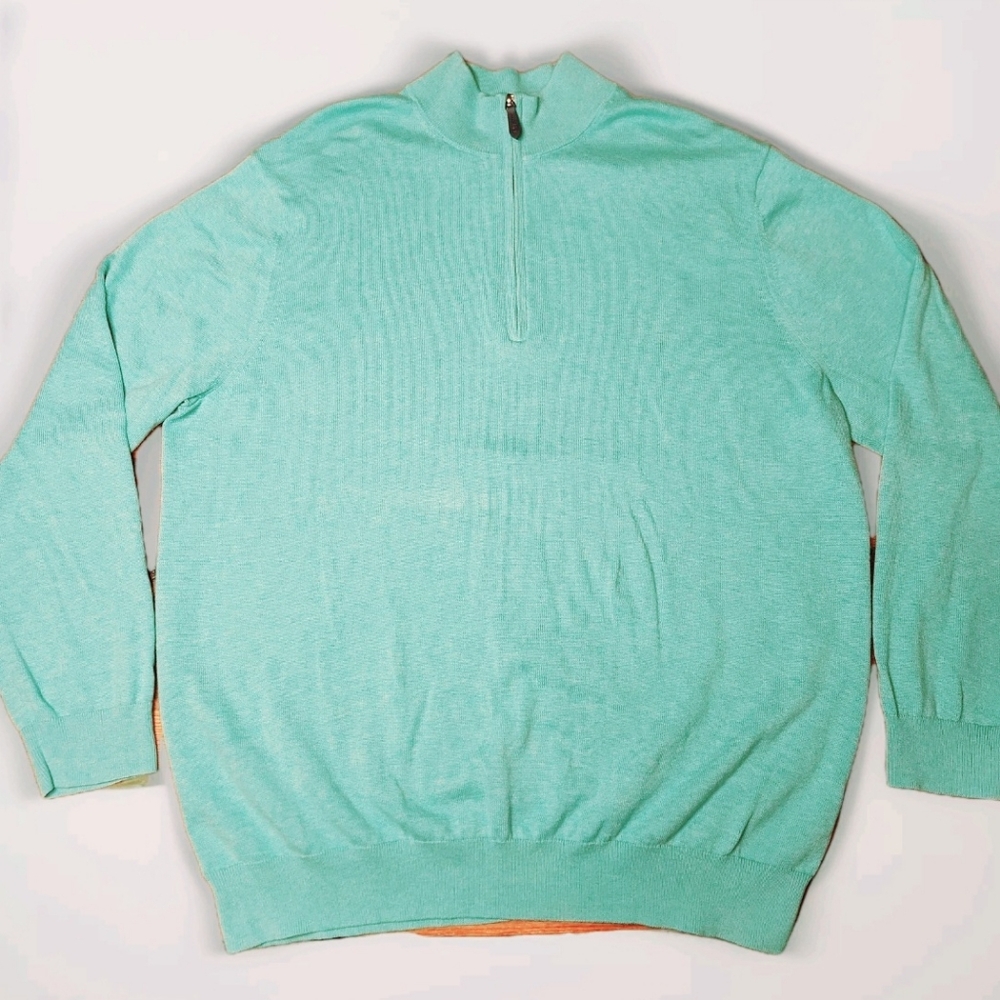 Vineyard Vines Cashmere Blend ¼ Zip Sweater Size XXL Color Aquamarine 😍 - Picture 3 of 11